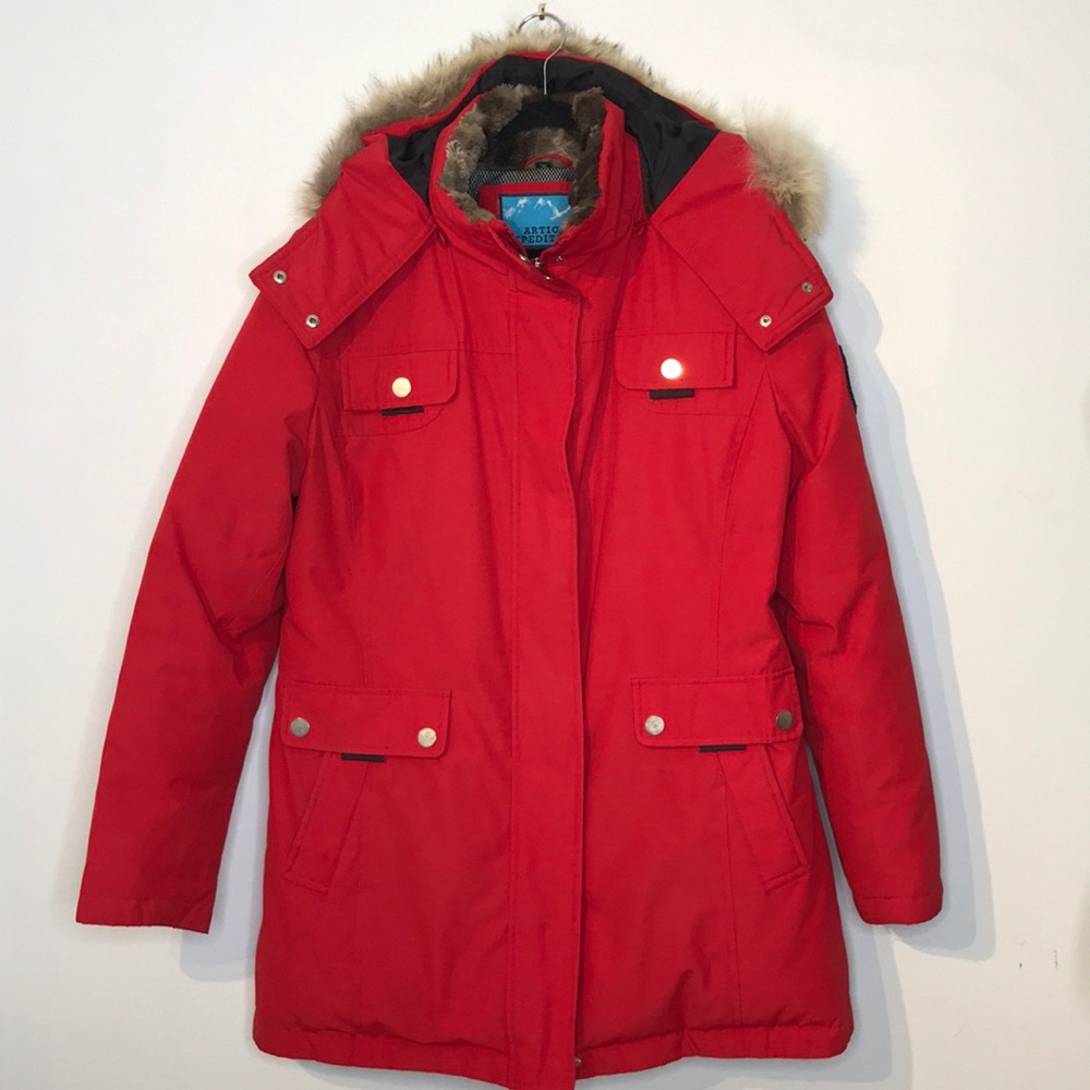 Artic expedition down fur trim winter outdoor coat